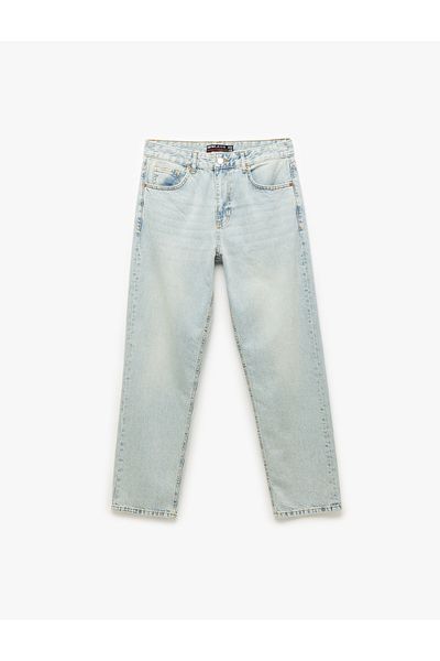 Koton New Season Regular Waist Cotton Vintage Straight Fit Jean Trousers