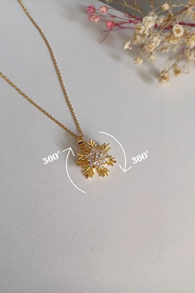 Lynare قلادة دوارة على شكل ندفة الثلج من الفولاذ 316L بتصميم عصري أنيق للنساء