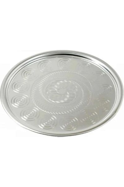 KAPLANBABA Stainless Tea and Food Tray Floor Table Steel Tray Chrome Finish Width 40 cm Depth 2.5 cm