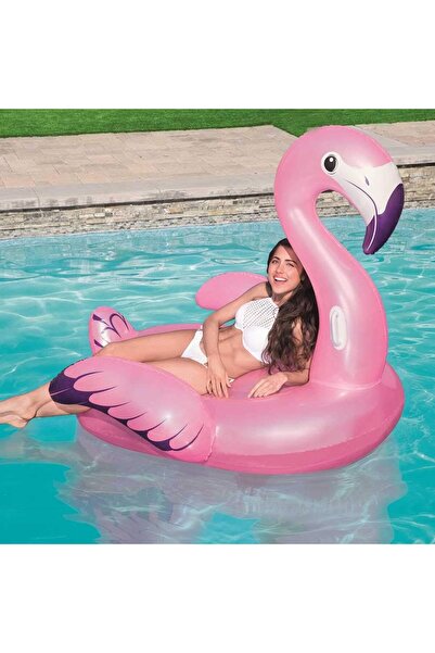 Mıncır Shop 1,73 x 1,70 m Dev Şişme Flamingo Binici Havuz Oyuncağı Yetişkin & Çocuk Uyumlu