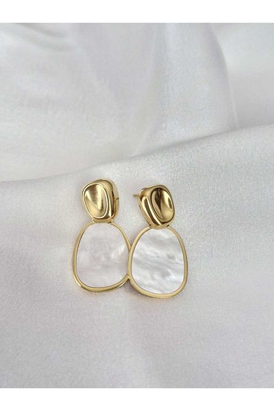 aayak&kabımofficial Stylish Women's Tarnish-Free Stainless Steel Earrings with Marble Pattern