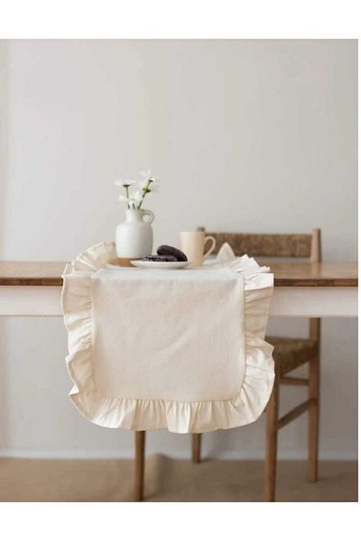 KUM SAATİ Βολάν Ακατέργαστο Λινό Runner 40×140cm