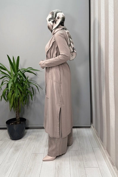 MISS DALIDA Shawl Collar Cupro Knitwear Double Cap Gray T25Y-0006