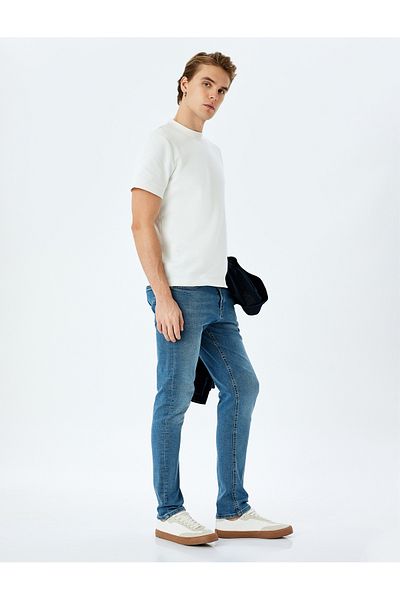 Koton New Season Cotton Buttoned Slim Fit Jean Trousers - Brad Jean