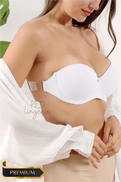 red iç giyim Strapless Transparent Bra - Supported and Suitable for Wedding/Engagement/Kina