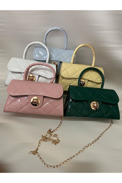 Melos Butik Γυναικεία τσάντα χεριού και ώμου με καπιτονέ μπλε μωρό με λεπτομέρεια κλειδαριάς