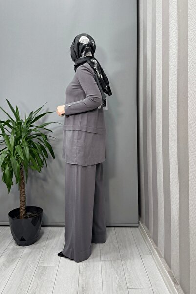 MISS DALIDA Skirt Cupro Asymmetric Cut Knitwear Tunic Anthracite T25Y-6009