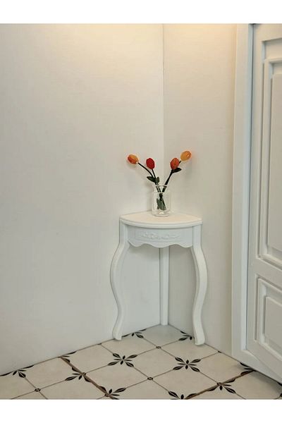 CharmFancy 1/12 Scale Mini Corner Table Miniature Diorama Goods Accessory Model