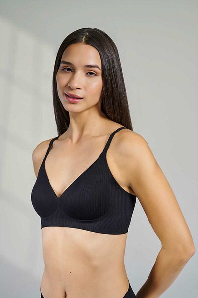 Yeni İnci Thin Strap No Underwire No Support Striped Laser Cut Bra