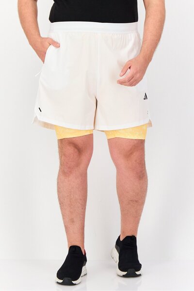 adidas Men Slim Fit 7 Inseam 2 in 1 Training Shorts, White