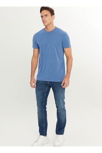 ALTINYILDIZ CLASSICS Ανδρικό μπλουζάκι Six Star Classics Crew Neck Plain Indigo ACE091252301_IND
