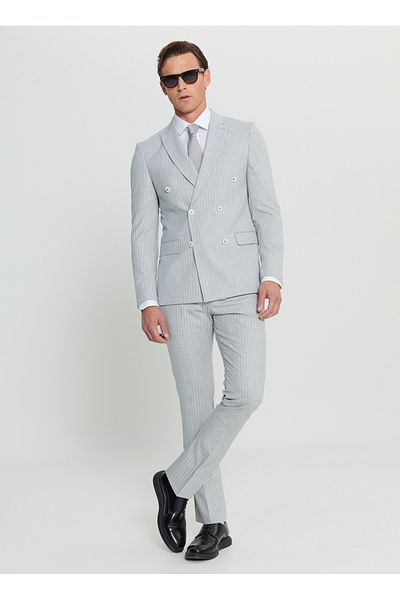 ALTINYILDIZ CLASSICS Altınyıldız Classics Normal Waist Slim Fit Light Gray Men's Suit Ace030252245_Agr