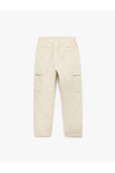 Koton New Season Waist Lace-Up Pocket Detailed Linen Cotton Blended Cargo Pants