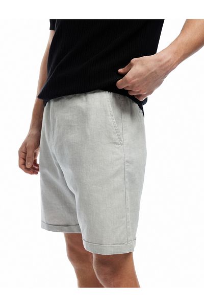 Koton New Season Buttoned Bermuda Pocket Folded Leg Linen Cotton Blend Chino Shorts