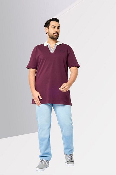 John Richmond Men Regular Fit Brand Logo Short Sleeves Polo Shirt, Burgundy