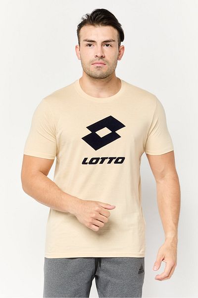 Lotto Men Sportswear Fit Short Sleeves Outdoor T-Shirt, Beige