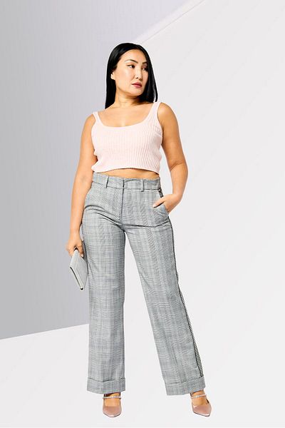 Harmont & Blaine Women Checkered Chino Pant, Grey