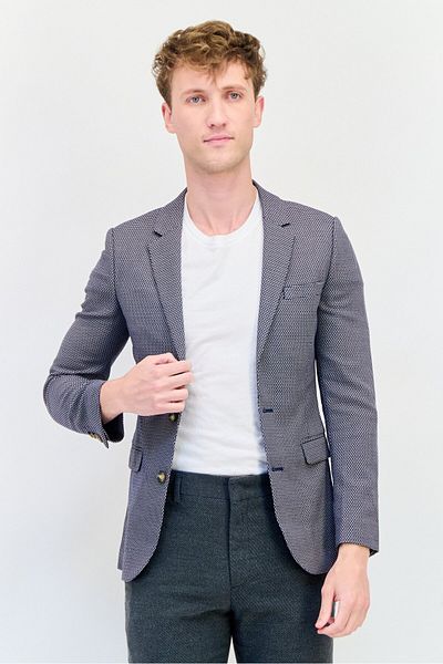 Asos Design Men Regular Fit Birdseye Semi-Formal Blazer, Multicolor