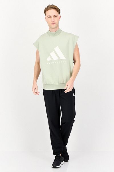 adidas Men Sportswear Fit Sleeveless Basketball Sweatshirt, Light Green