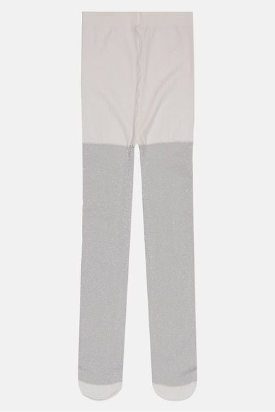 Fox Toddlers Girl Glittered Pull On Tights, Grey