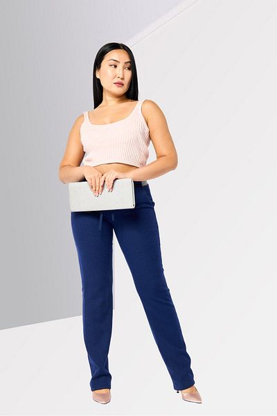 Harmont & Blaine Women Regular Fit Plain Skinny Leg Pants, Navy
