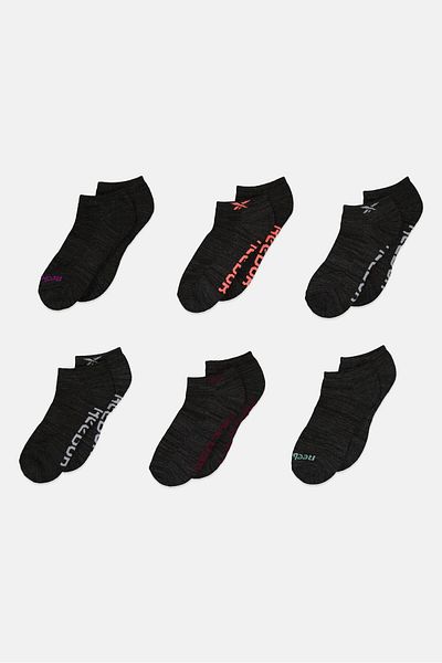 Reebok Women 3 Pairs Embroidered Logo Cushioned Low Cut Socks, Charcoal
