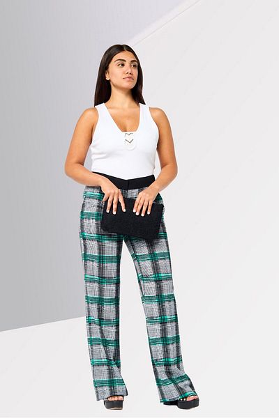 Harmont & Blaine Women Regular Fit Plaid Palazzo Pants, Multicolor