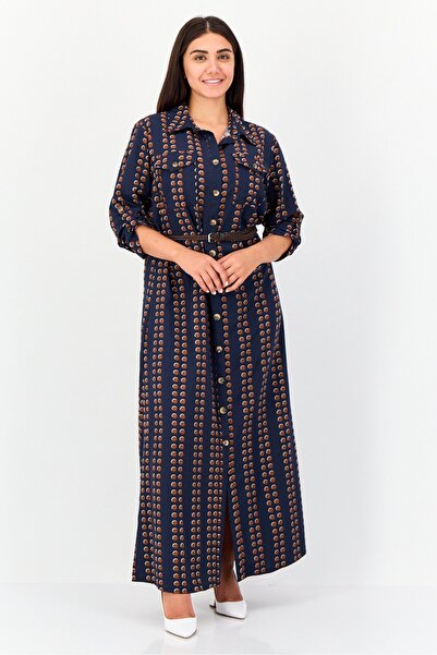ny collection Women Allover Print Belted Maxi Dress, Multicolor