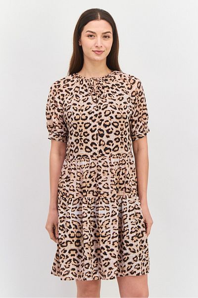 NA-KD Women Animal Print Peasant Dress, Multicolor