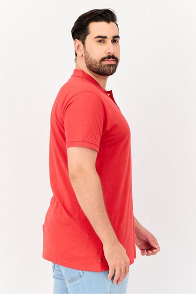 Aquascutum Men Regular Fit Short Sleeves Brand Logo Polo Shirt, Red