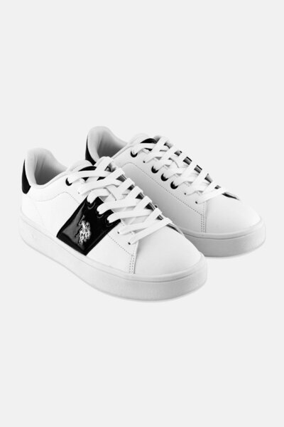 U.S. Polo Assn. حذاء مرايا كاجوال برباط للنساء، أبيض