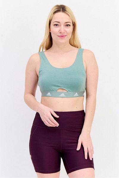 adidas Women Non Padded Brand Logo Training Sport Bra, Mint Green
