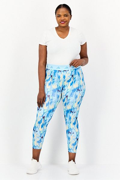 adidas Women Tight Fit Abstract Training Leggings, Blue