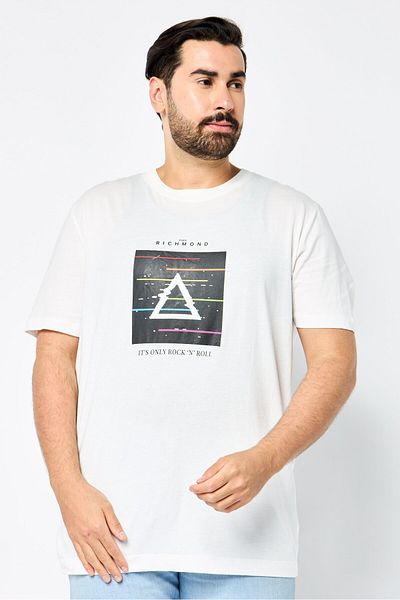 John Richmond Men Crew Neck Short Sleeves Graphic Print T-Shirt, White
