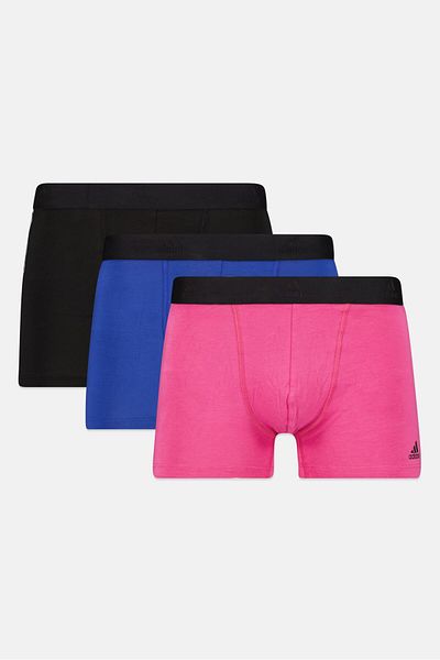 adidas Men 3 Pack Brand Logo Trunks, Multicolor