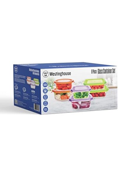 Westinghouse 6-Piece Glass Storage Set with PP Lids | Rectangle (370ml, 640ml) + Square (320ml, 520m
