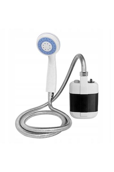 Generic Portable camping shower with built-in tap, USB, 11 x 8x 8 cm, White/Black