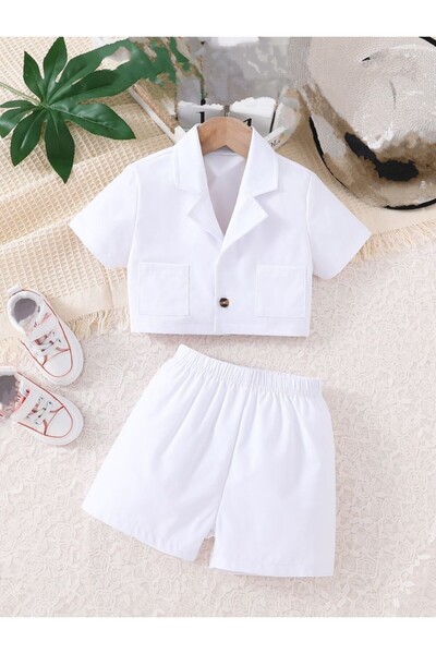 shop Jachetă albă de vară pentru băieți și pantaloni scurți