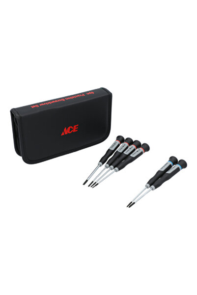 ACE 6-Piece Durable Break-Resistant Precision Screwdriver Set Black and Grey