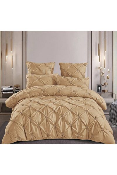CHIRASO CHIRASO bed linen, FINET, 6 pieces, fitted sheet 180x200 cm, 4 pillowcases, golden beige