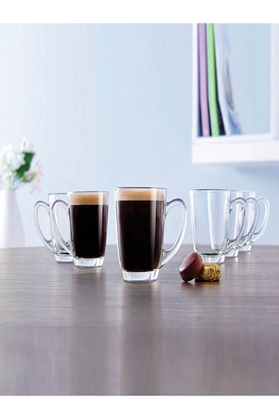 Luminarc 6-Piece Tempered Glass New Morning Mug Set Clear