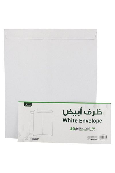 Roco مظاريف ورقية بيضاء - إغلاق بالتقشير والختم، 14.5 × 17.5 بوصة