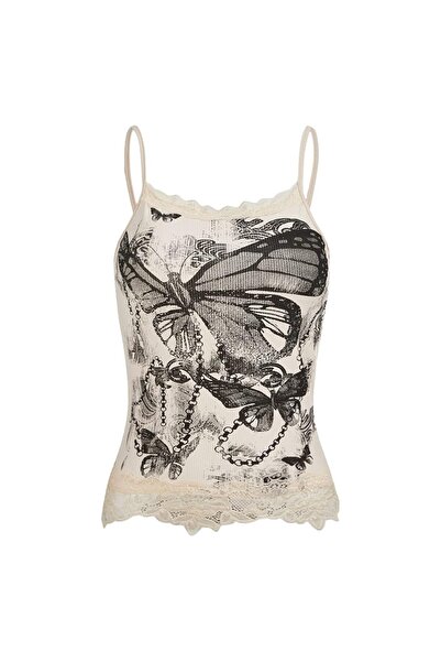 Pop Giyim Retro Vintage Butterfly Lace Strap Body