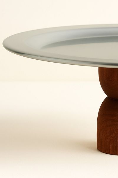 Mirilliahome Silver Presentation Plate with Wooden Legs, Round Presentation Plate and Serving Tray