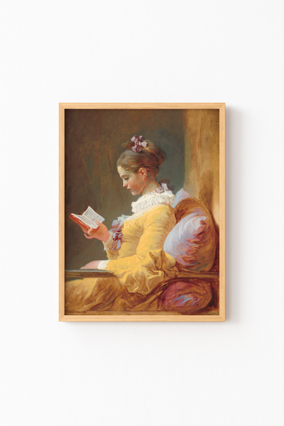 epiqart فتاة تقرأ كتابًا - إطار خشبي منقوش