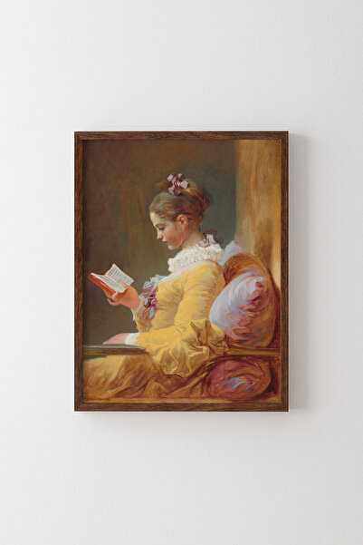 epiqart فتاة تقرأ كتابًا - إطار خشبي منقوش