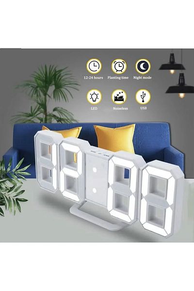 Primo Plus 3d Digital Led Clock Electronic Table Clock ( White)