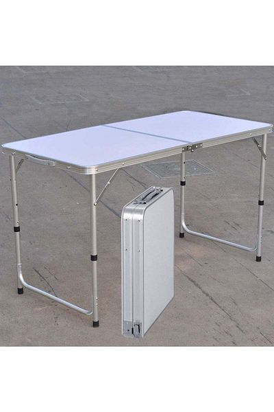 Generic Aluminum Folding Table, Adjustable Height Lightweight Portable Camping Picnic Trestle Table For Cate