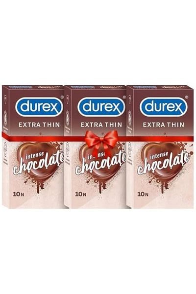 Durex Extra Thin Intense Chocolate Flavoured for Men -10s (Pack of 3)
