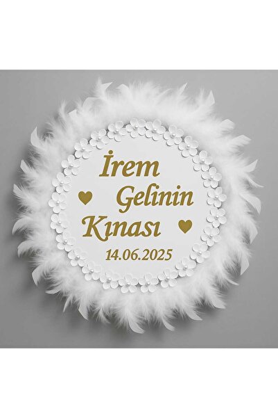 Evsay İsme ÖzelOtriş Süslü Pleksi Yazılı Aplikli Deri Tef Kına Gecesi Gelin T...